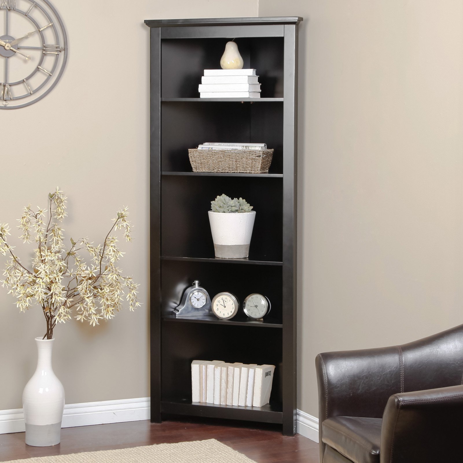 Simple Diy Steps To Make A Corner Shelf, Finley Home Redford Corner Bookcase White